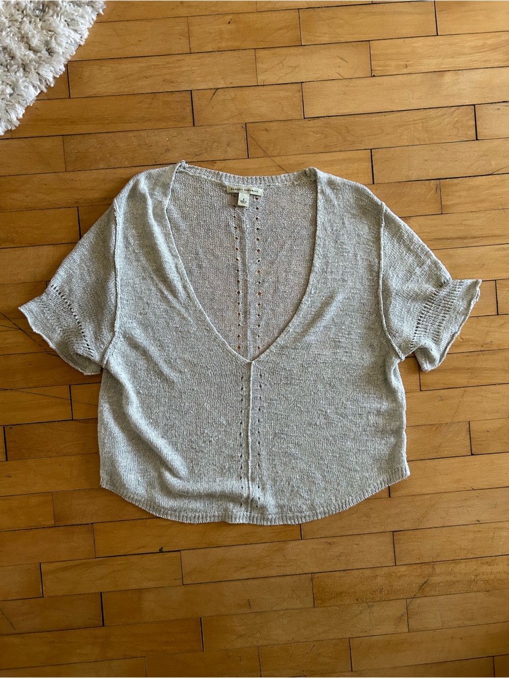Banana Republic Light Gray Open-Back Knit Top